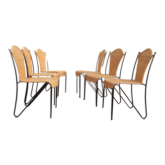 Vintage rattan wrought iron chairs