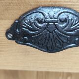 Furniture two sliding doors waxed pine above black patina