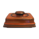 Red ceramic butter dish
