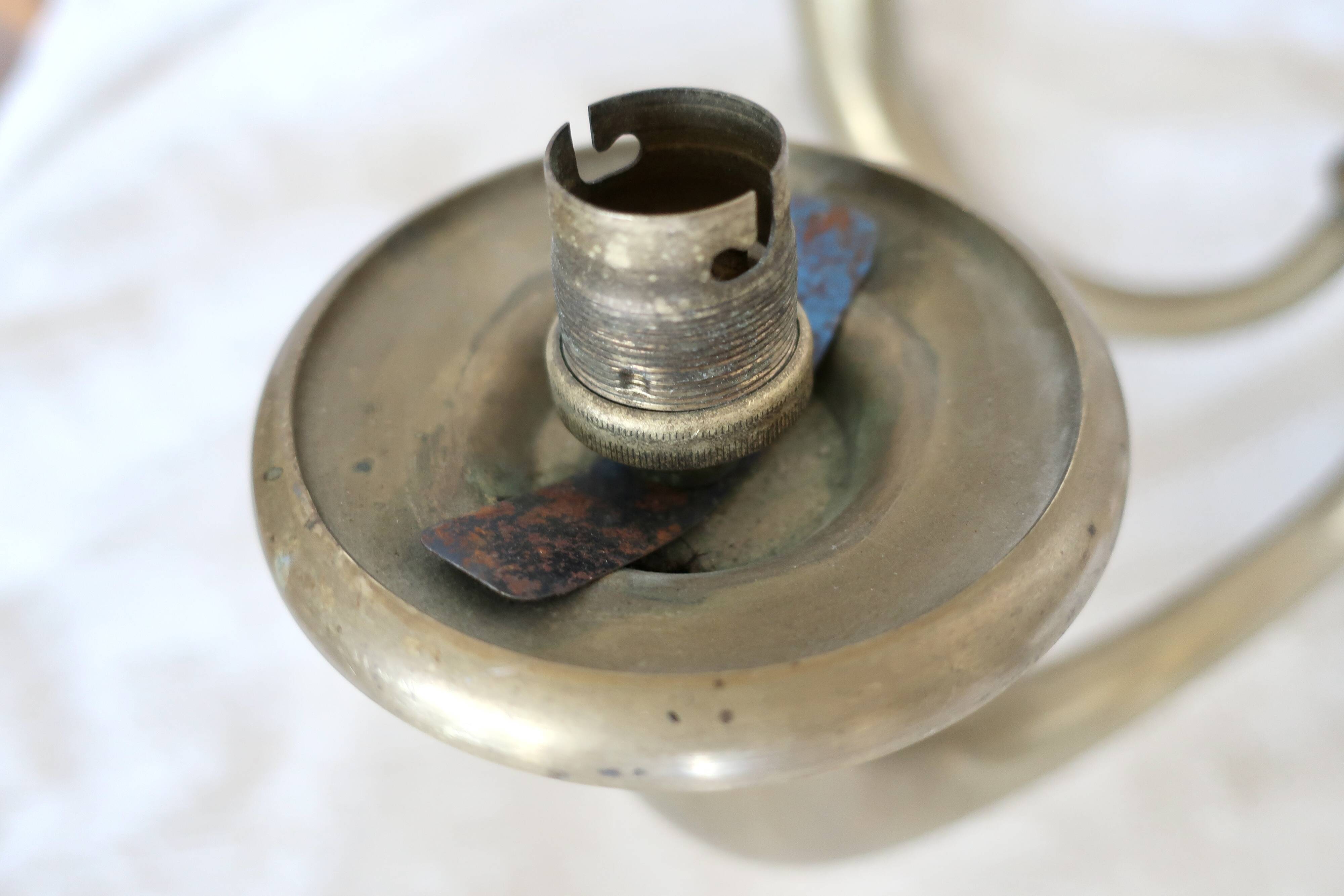 Art Deco chandelier in bronze and opaline by Jean Pascaud, 1940s.