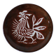 Jean Lurçat plate in brown glazed ceramic decorated with a rooster