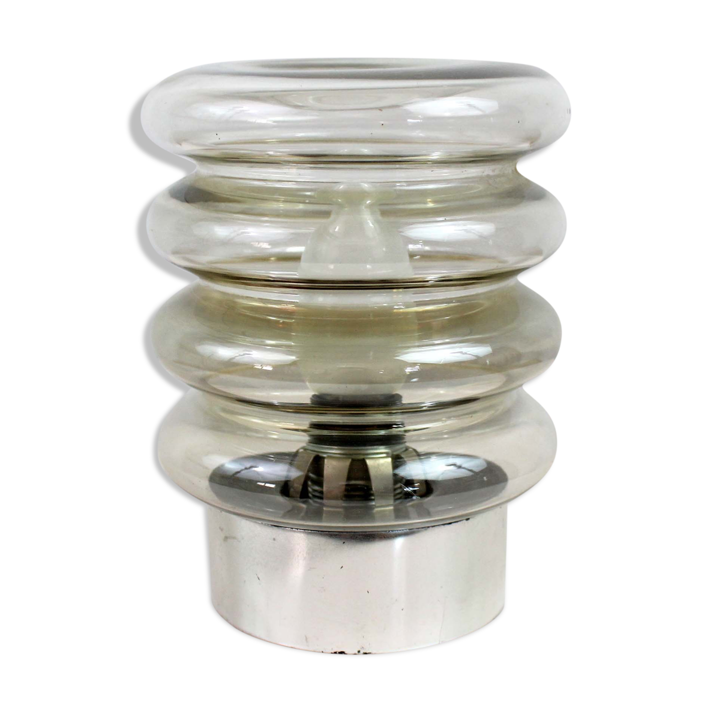 70's smoked glass table lamp