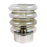 70's smoked glass table lamp