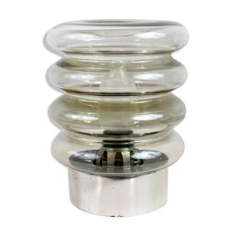 70's smoked glass table lamp