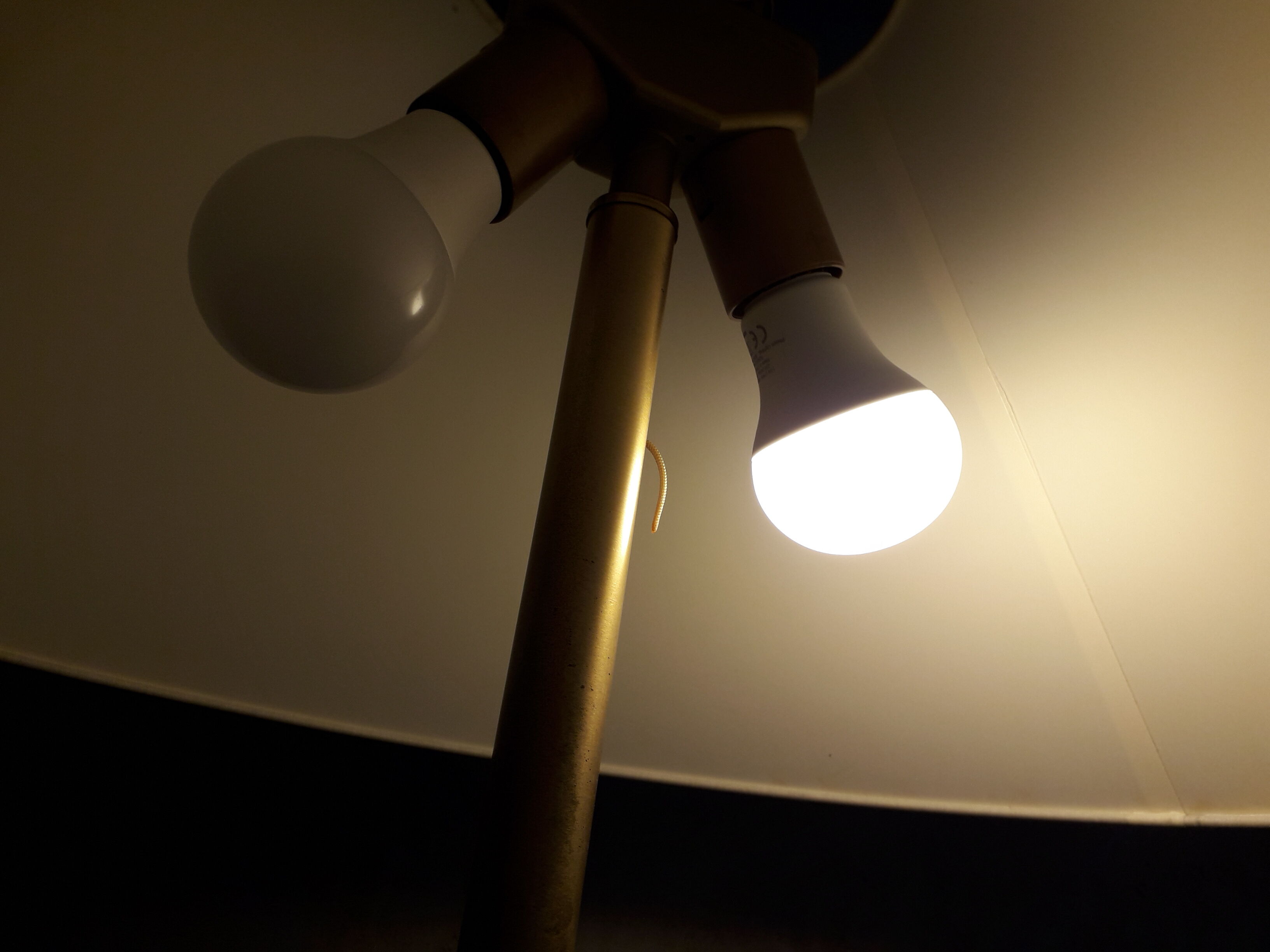 Double lighting brass floor lamp