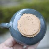 Blue glazed ceramic pitcher signed BB, vintage pitcher, small pitcher, cream pot, milk pot