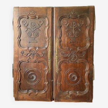 Antique carved wooden cabinet doors, 18th century