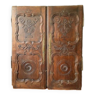 Antique carved wooden cabinet doors, 18th century