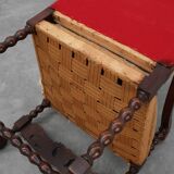 18th-Century Belgian Baroque Armchair in Wood and Leather, Louis XIV Period