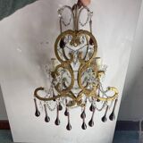 Large Crystal Beaded Murano Glass Sconces Set of 2,