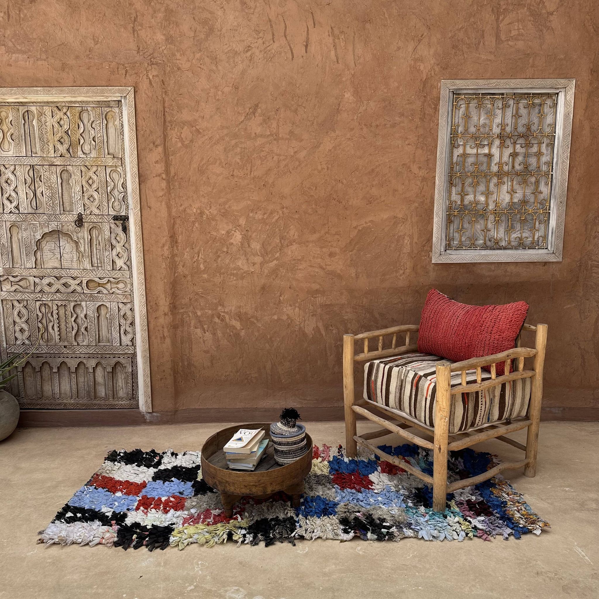 Tapis Boucherouite Berbère - 83 x 212
