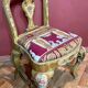 Venetian Lacquered Rococo-Style Armchairs with Hand-Painted Floral Décor and Theater-Inspired Upholstery, Set of 2