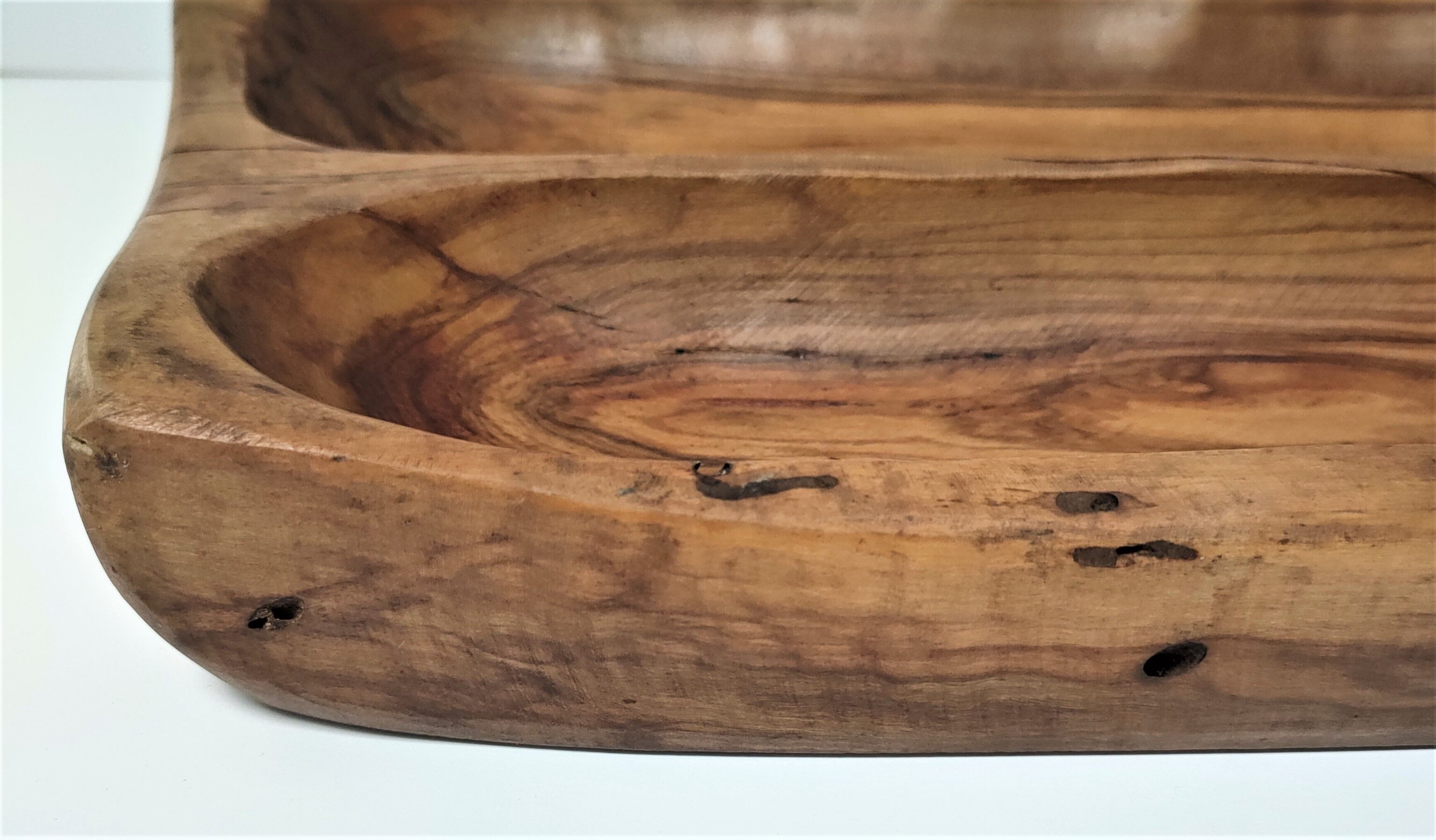 Sculptural cut solid walnut vintage monoxyl