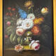 Oil on panel: still life with flowers