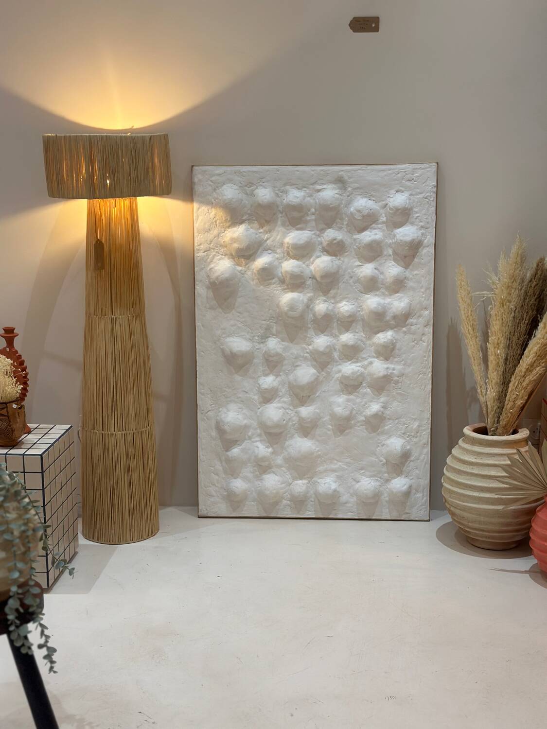 Tableau contemporain texturé relief 3D minimaliste - murmures blancs