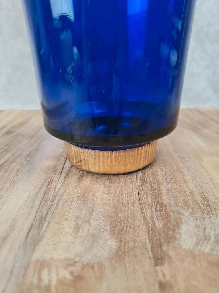 Seau à glace bleu cobalt – style Holmegaard / design scandinave 60–70