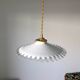 Vintage suspension in lace opaline, elegant light fixture with soft light.