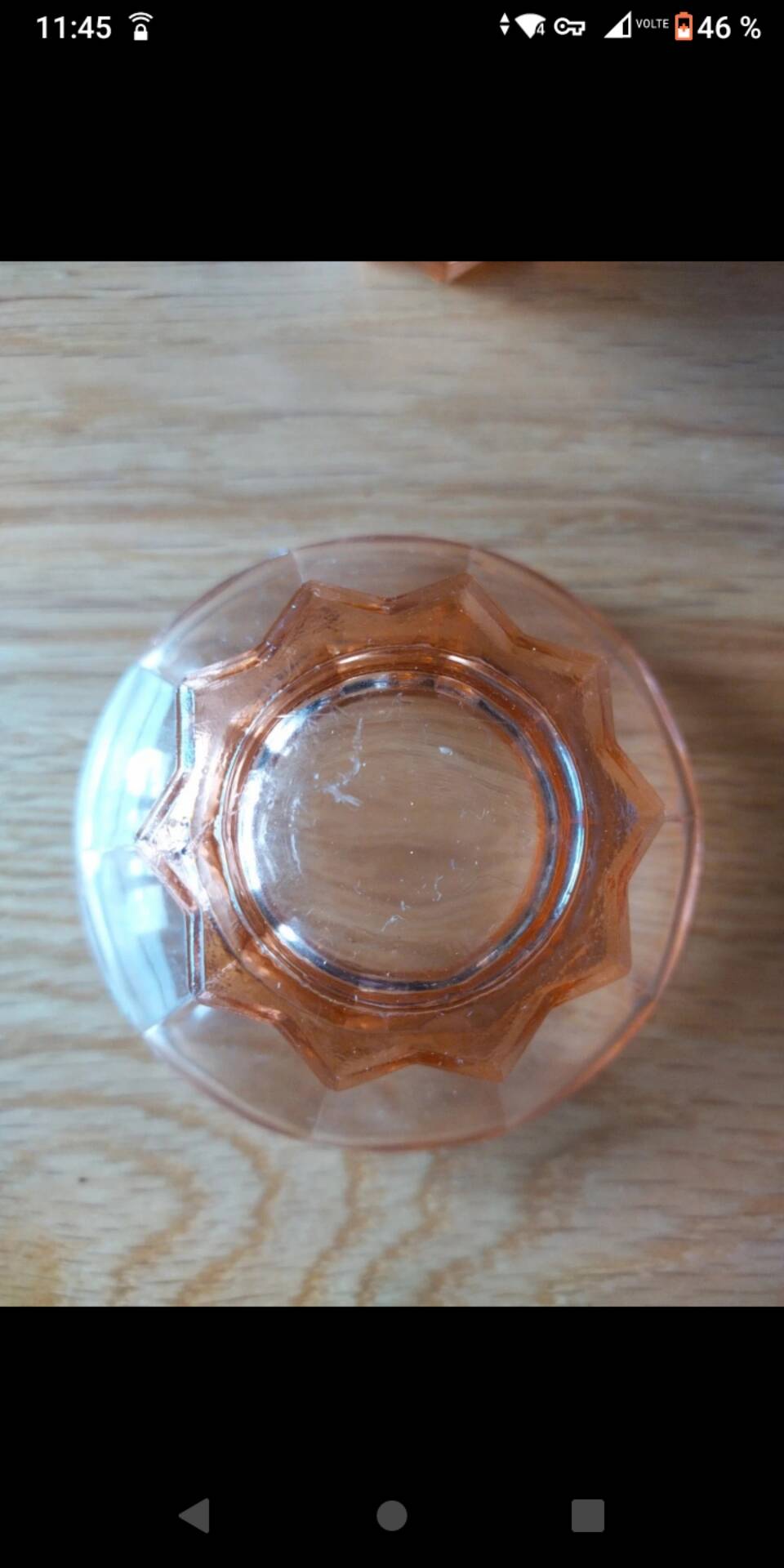 6 small vintage pink glass dessert bowls.