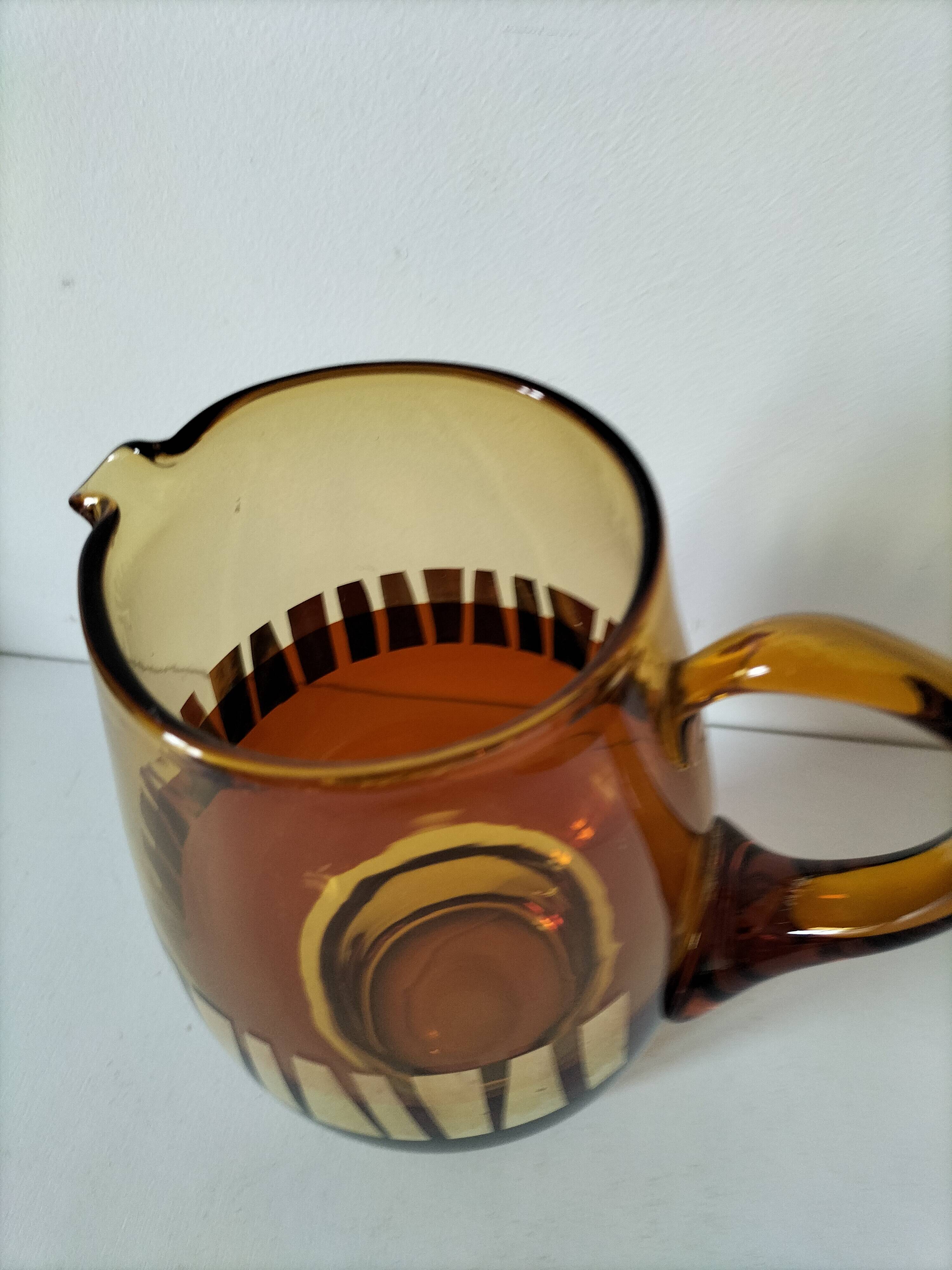 Vintage amber and gold glass carfe