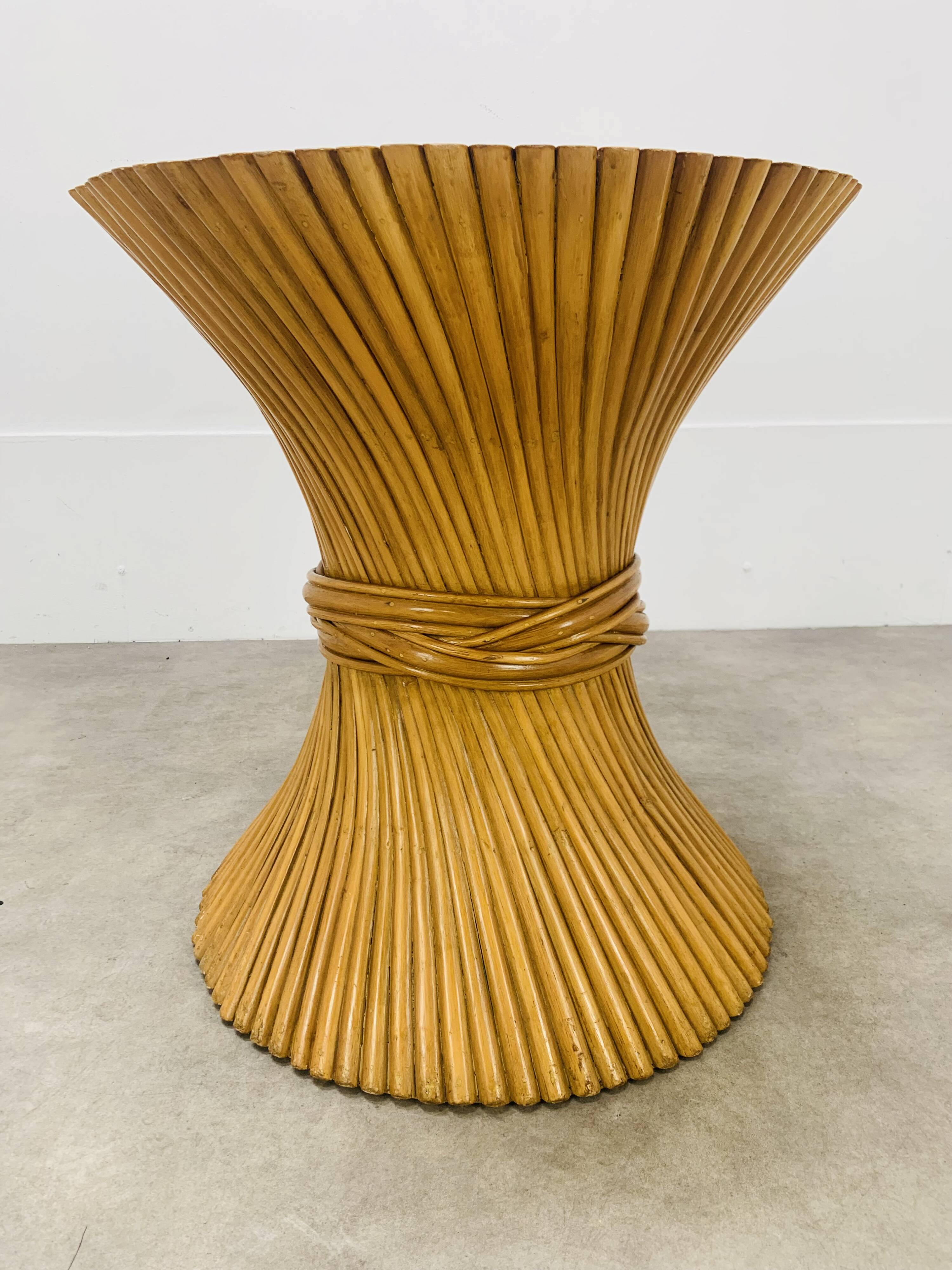 McGuire Bamboo Dining Table, Wheat Sheaf, 4 Person, Vintage