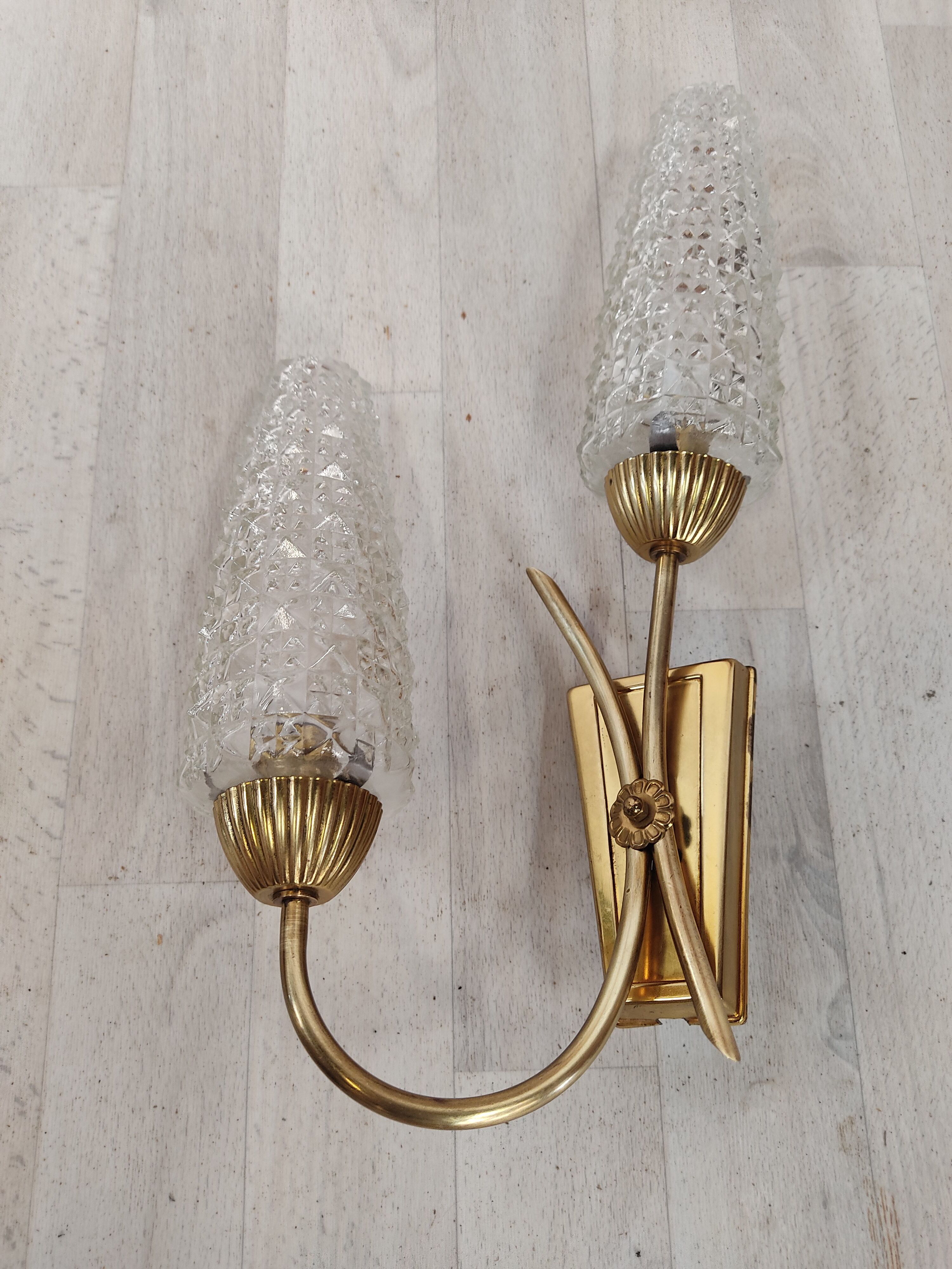 Pair of vintage brass wall light
