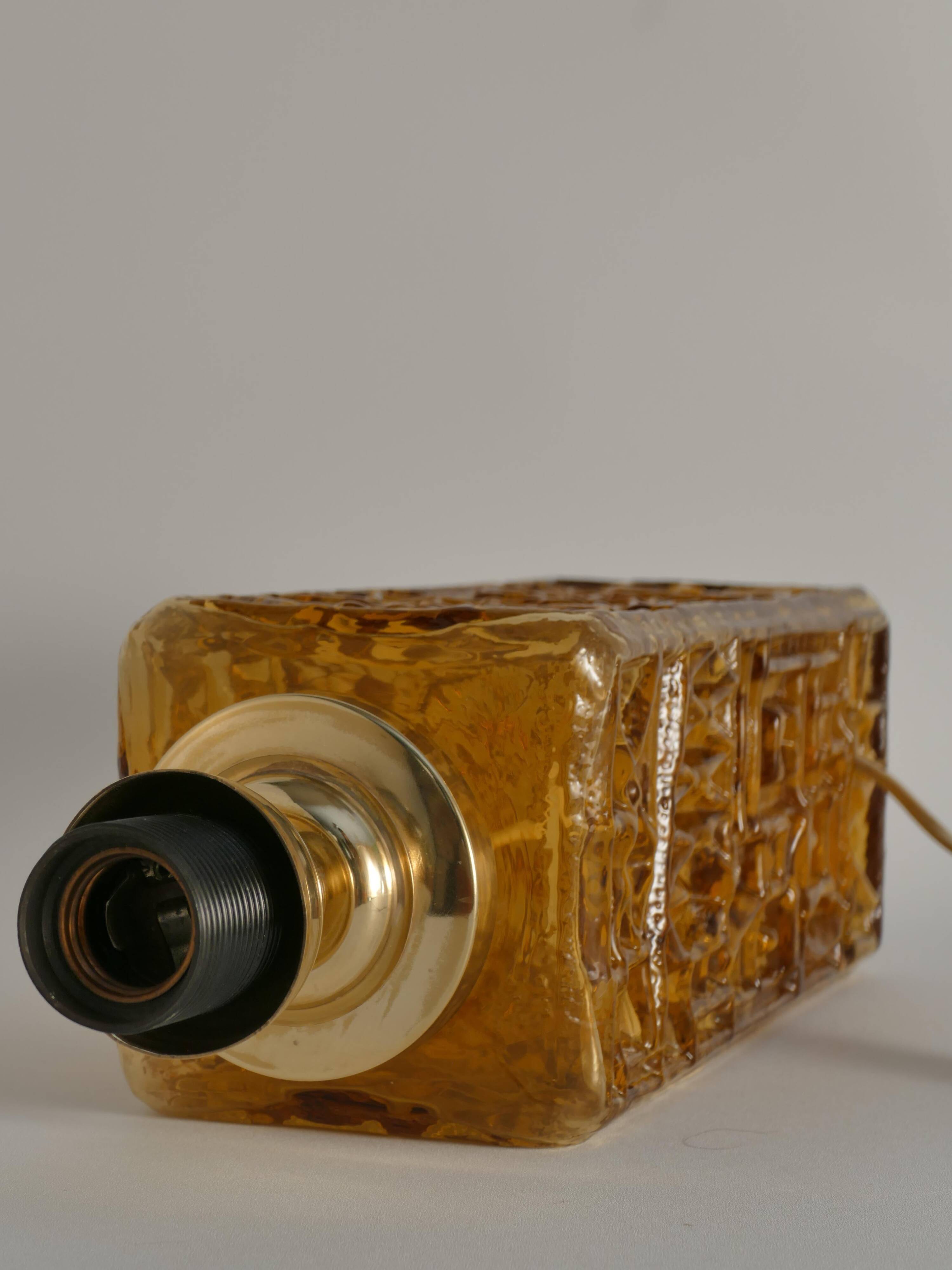 Large Amber Glass Table Lamp by Gustav Leek for Orrefors, 1960s