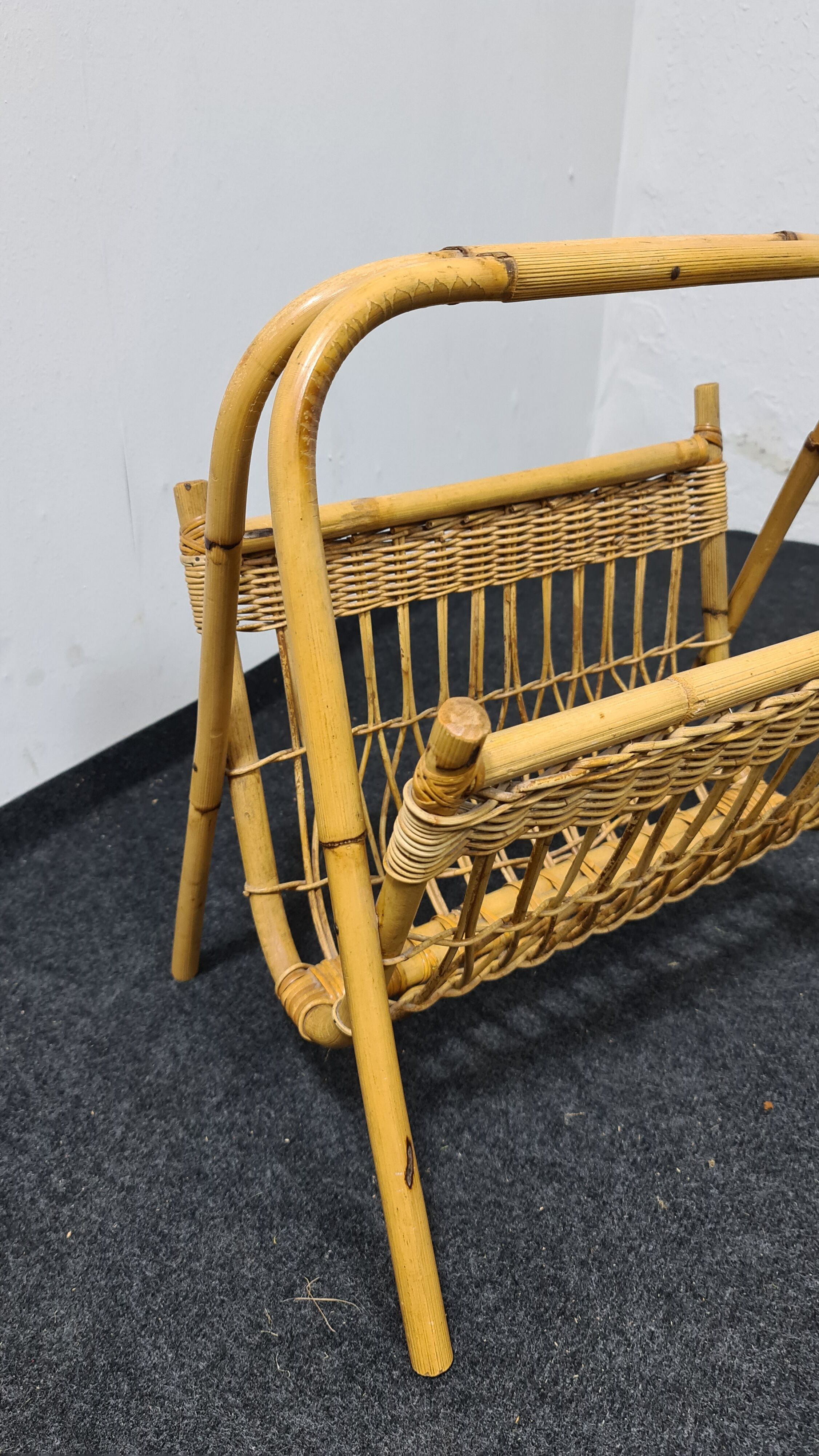Vintage wicker paper or magazine rack