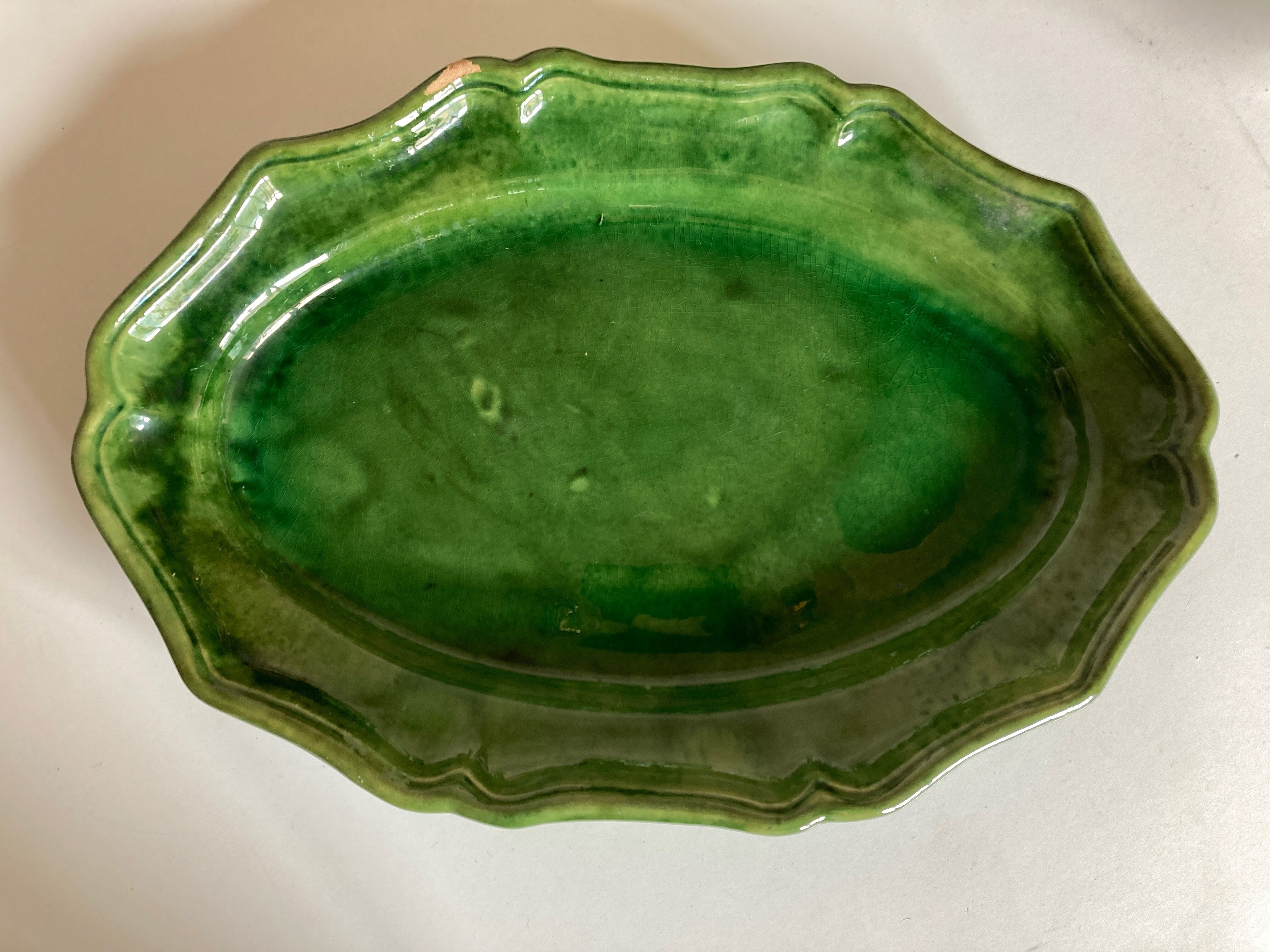 Plat centrepiece of gadroons in glazed clay from Biot 1960