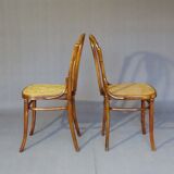 Fake pair of Kohn and Turpe tanned bistro chairs, circa 1900,