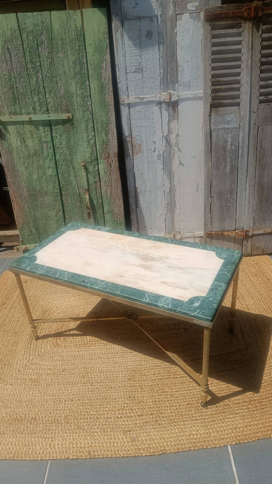 Marble & brass coffee table – Maison Jansen style – 1970s