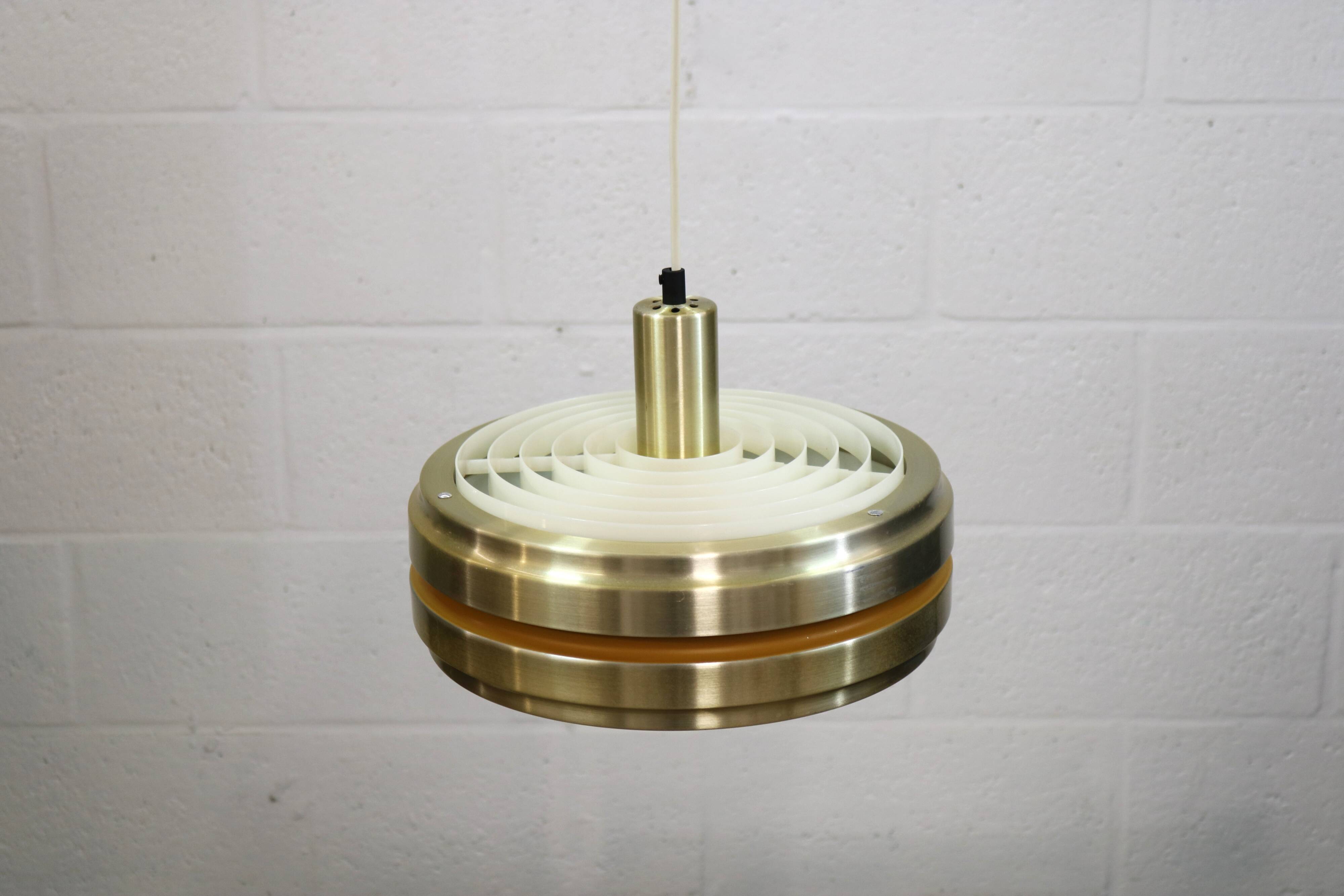Golden vintage brass lamp: 1970s Scandinavian Mid-Century Modern