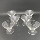 Glass and carafe set with chiseled flower motif