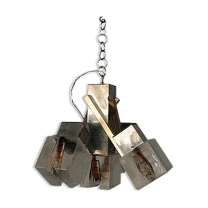 Lustre 1970 design verre - inox