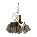 Lustre 1970 design verre et inox