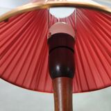 Danish Mid Century Teak Table Lamp with Red Shade, 1960s