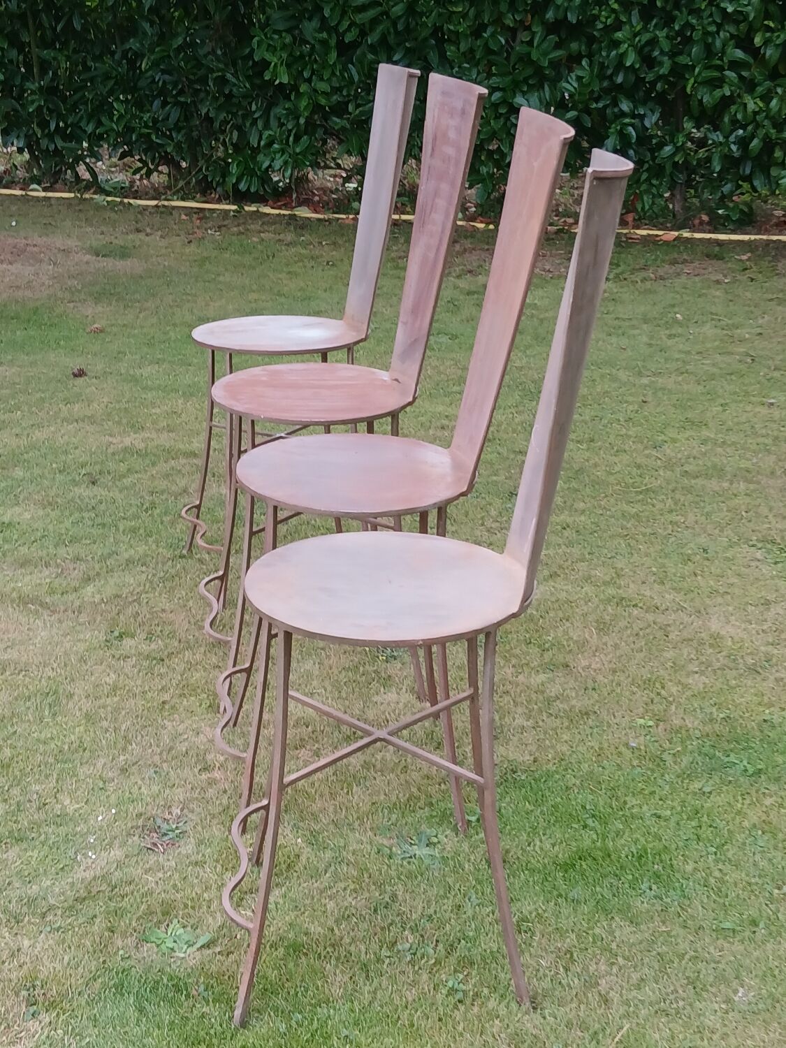 Set of 4 metal chairs, 20th century
