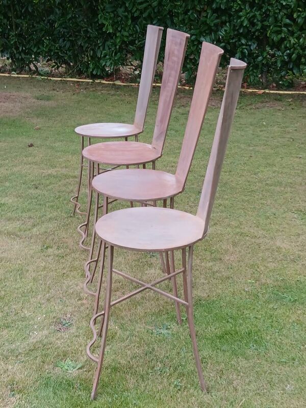 Set de 4 chaises métalliques, XXème
