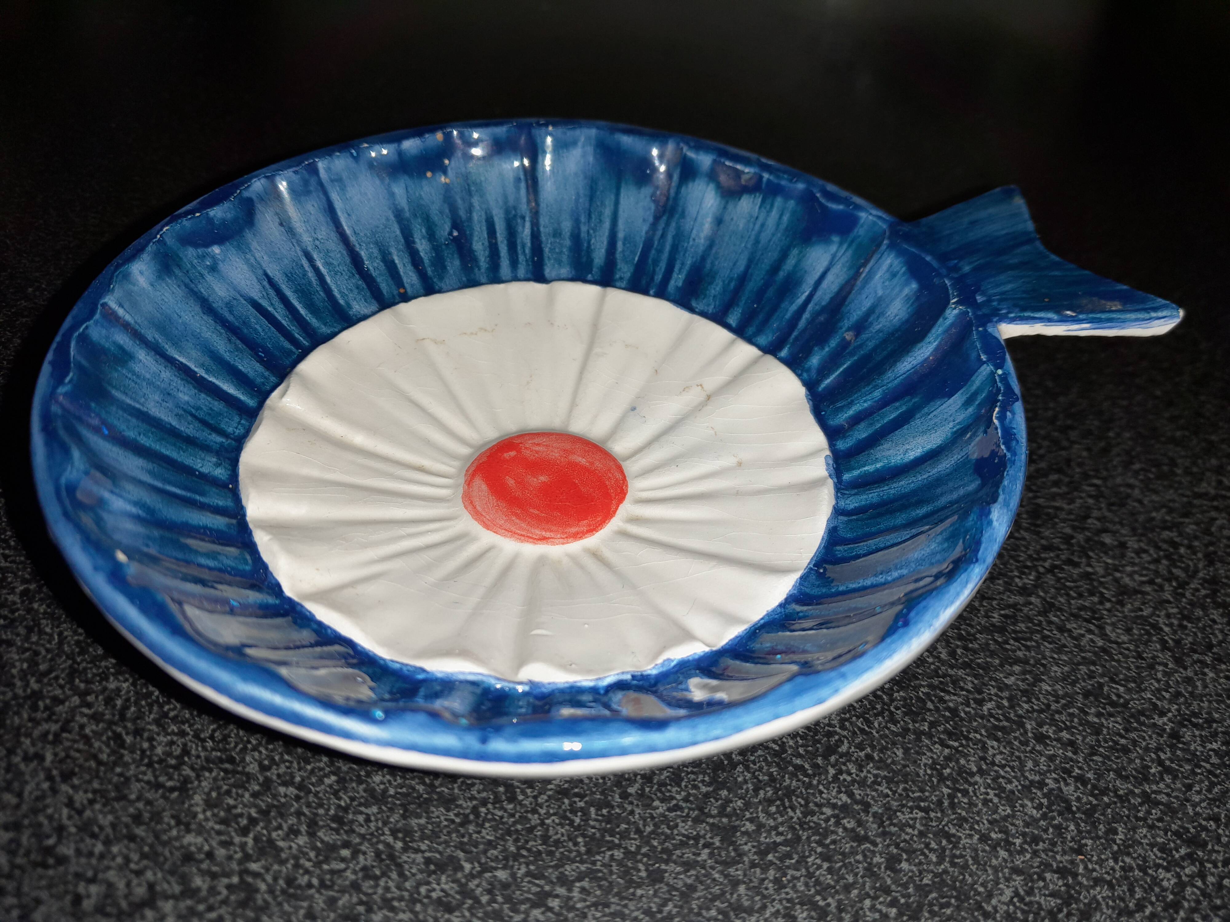 Antique tricolor roundel ceramic cup