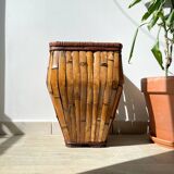 Porte parapluies vintage en rotin style colonial 1930 - Cache pot vintage en rotin