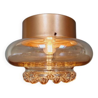 Vintage amber glass ceiling lamp, RZB (Germany), 1960s-70s