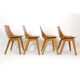 Set of 4 barrel chairs, wooden base, Pierre Guariche, Steiner, 1950s.