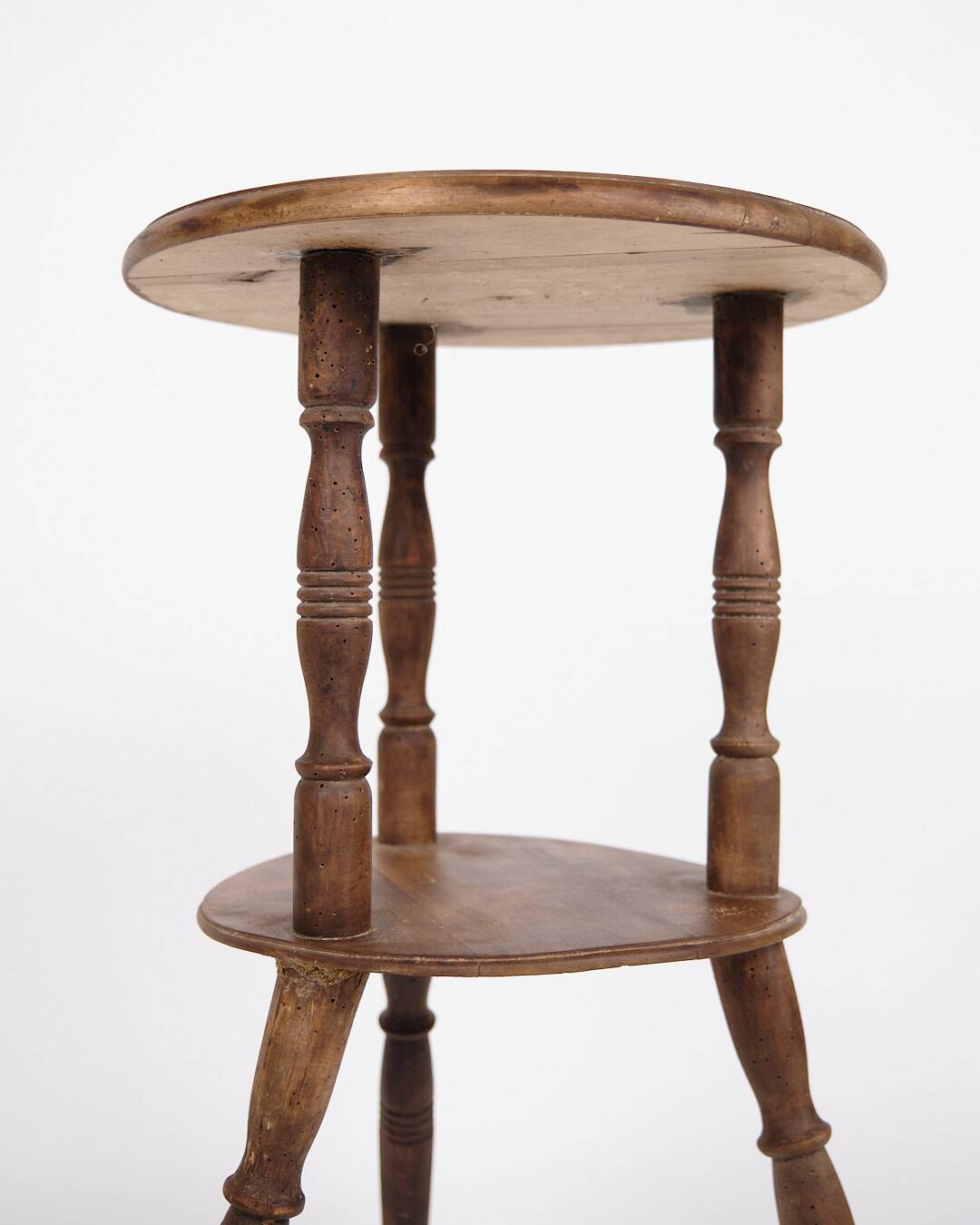 Table d'appoint/fleur - pin - pieds tournés - à deux niveaux - années 1880
