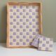 Handcrafted checkerboard tiled wooden tray