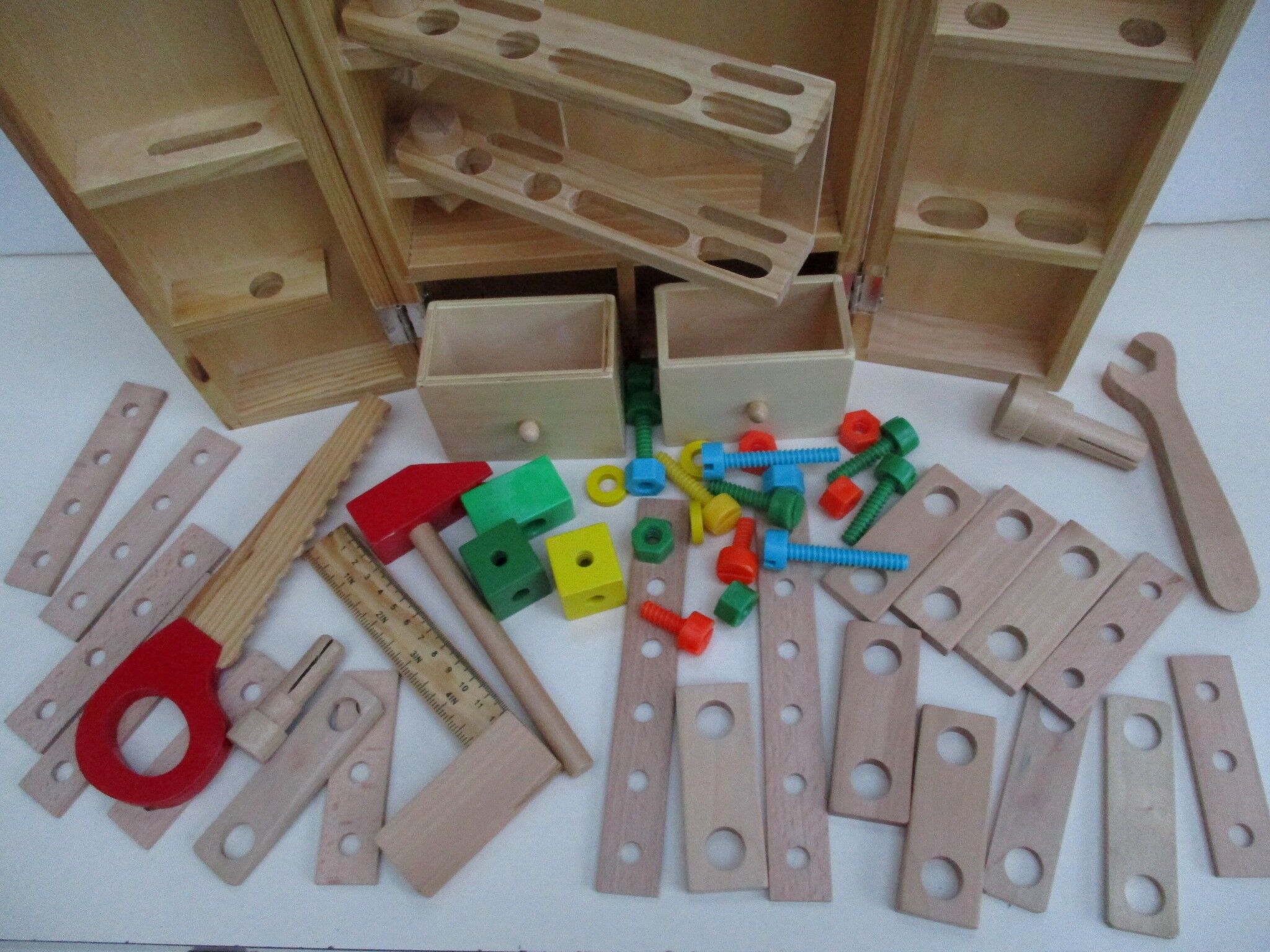 Diy case child, suitcase wooden tools and accessories