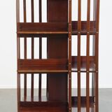 Large Antique Wooden English Book Carousel with Cast Iron Base