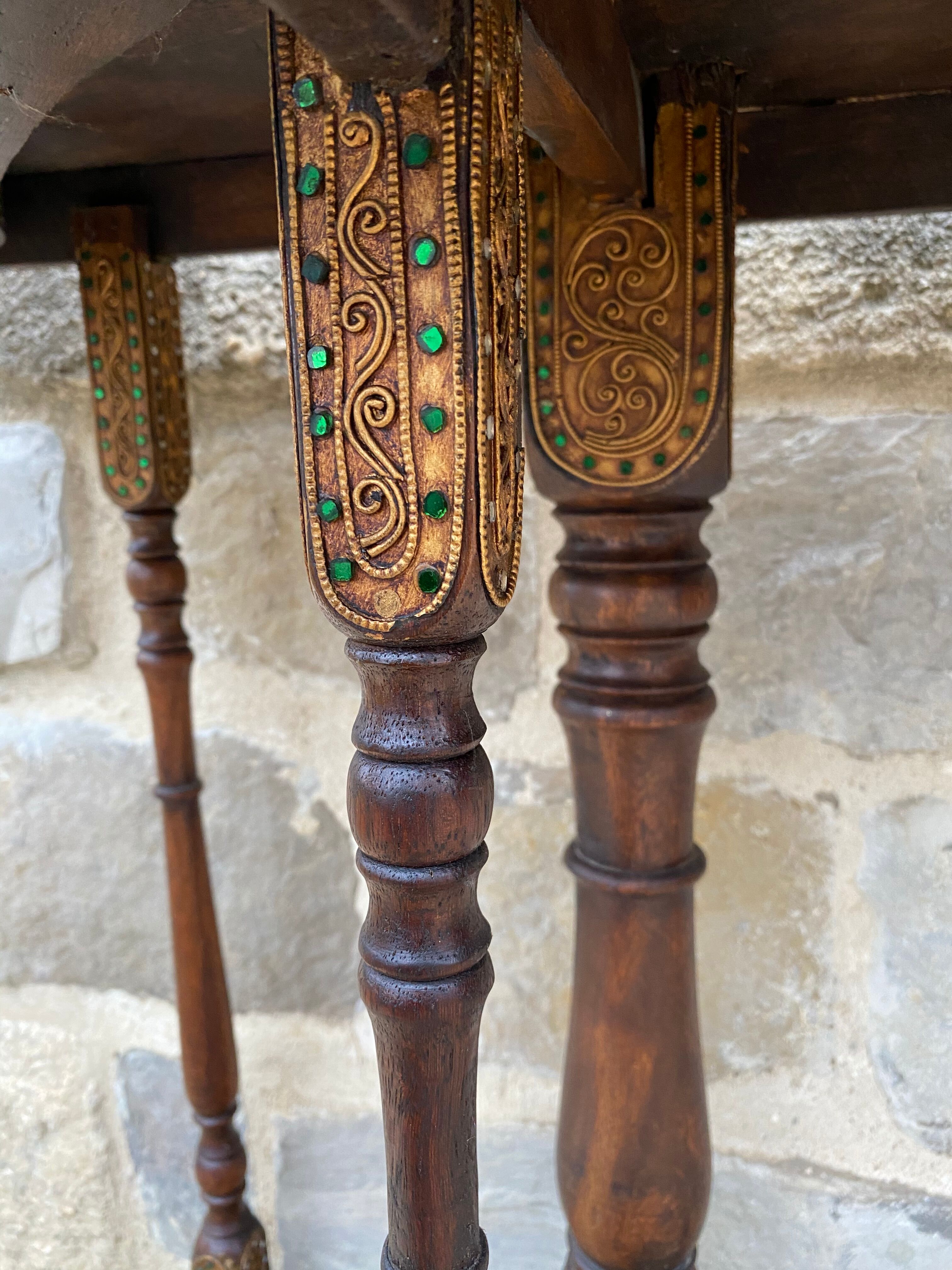 Console half moon carved wood 1970