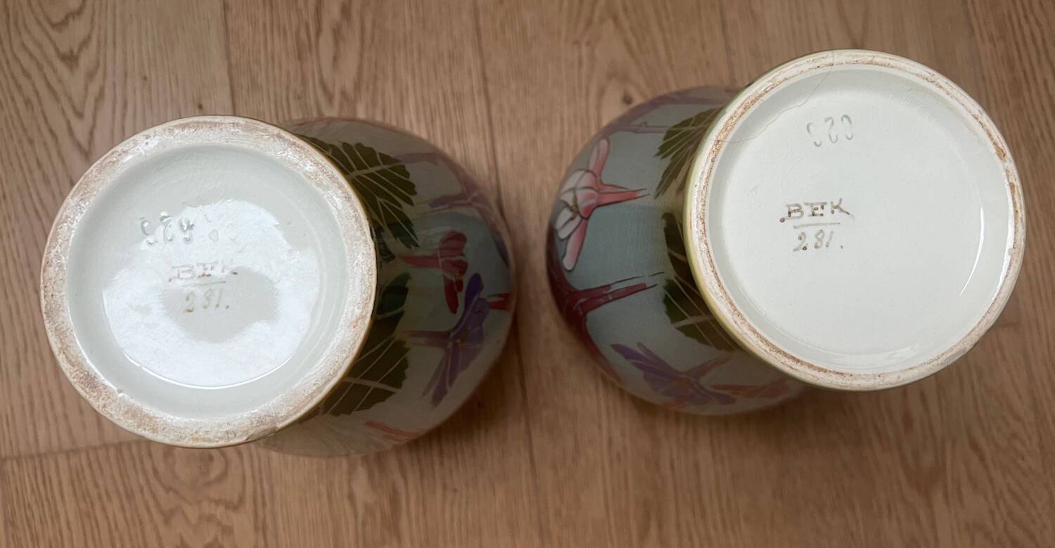 Set of 2 Art Nouveau Boch BFK vases