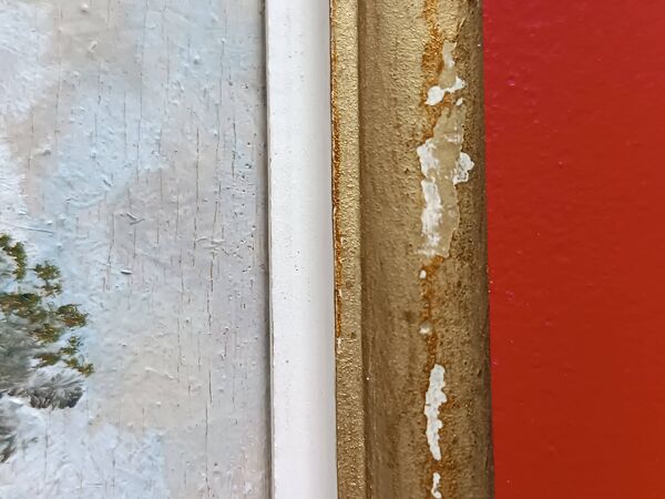 Huile sur panneau encadrée paysage de campagne ancien