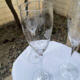 Set of 3 engraved champagne flutes.
