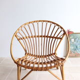 Adult size rattan shell armchair from the 60s